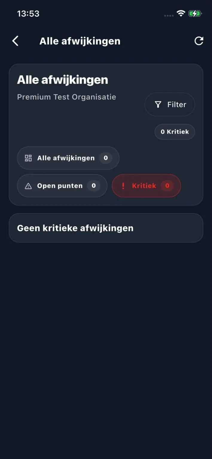 Overzicht van HACCP afwijkingen en kritieke punten in MyChef FoodSafety app