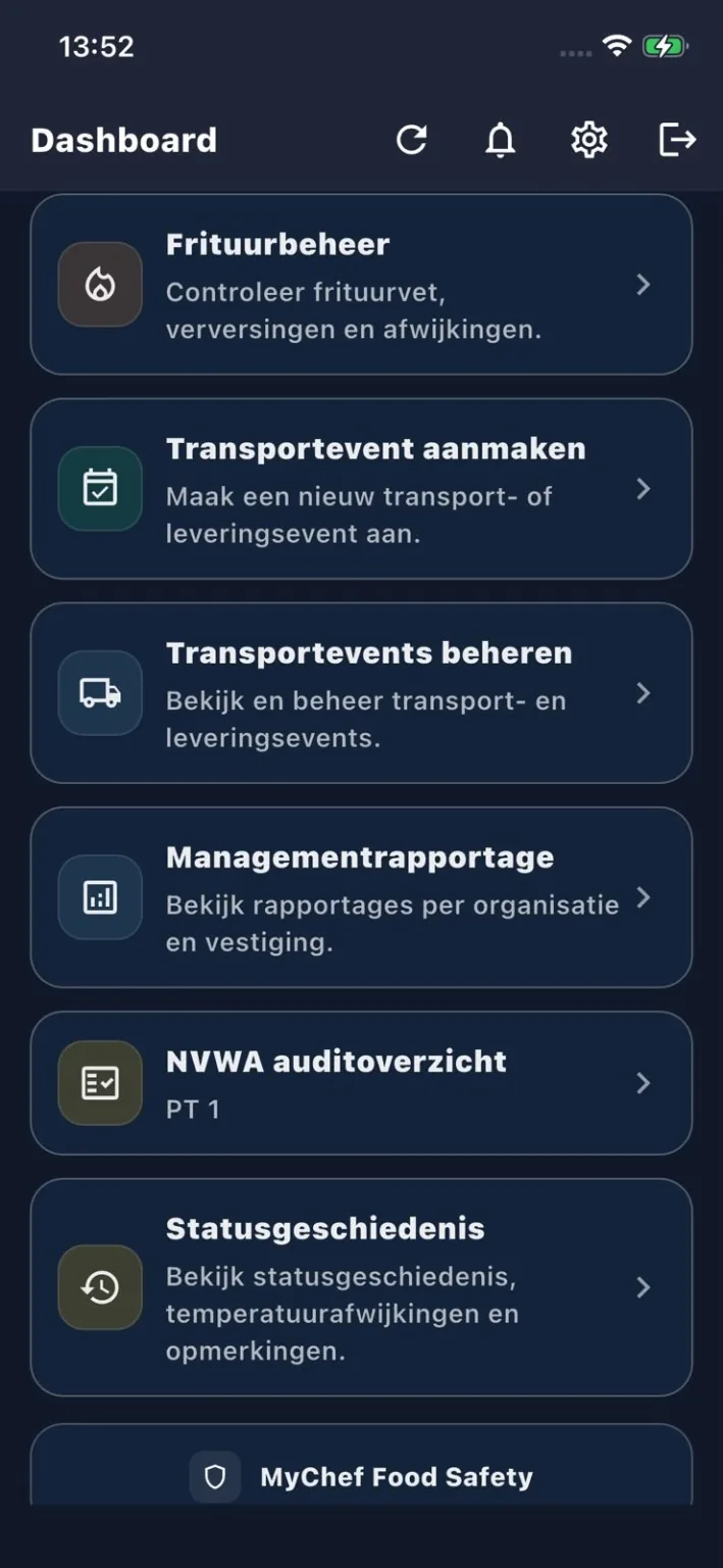 NVWA auditoverzicht in MyChef FoodSafety app voor horeca